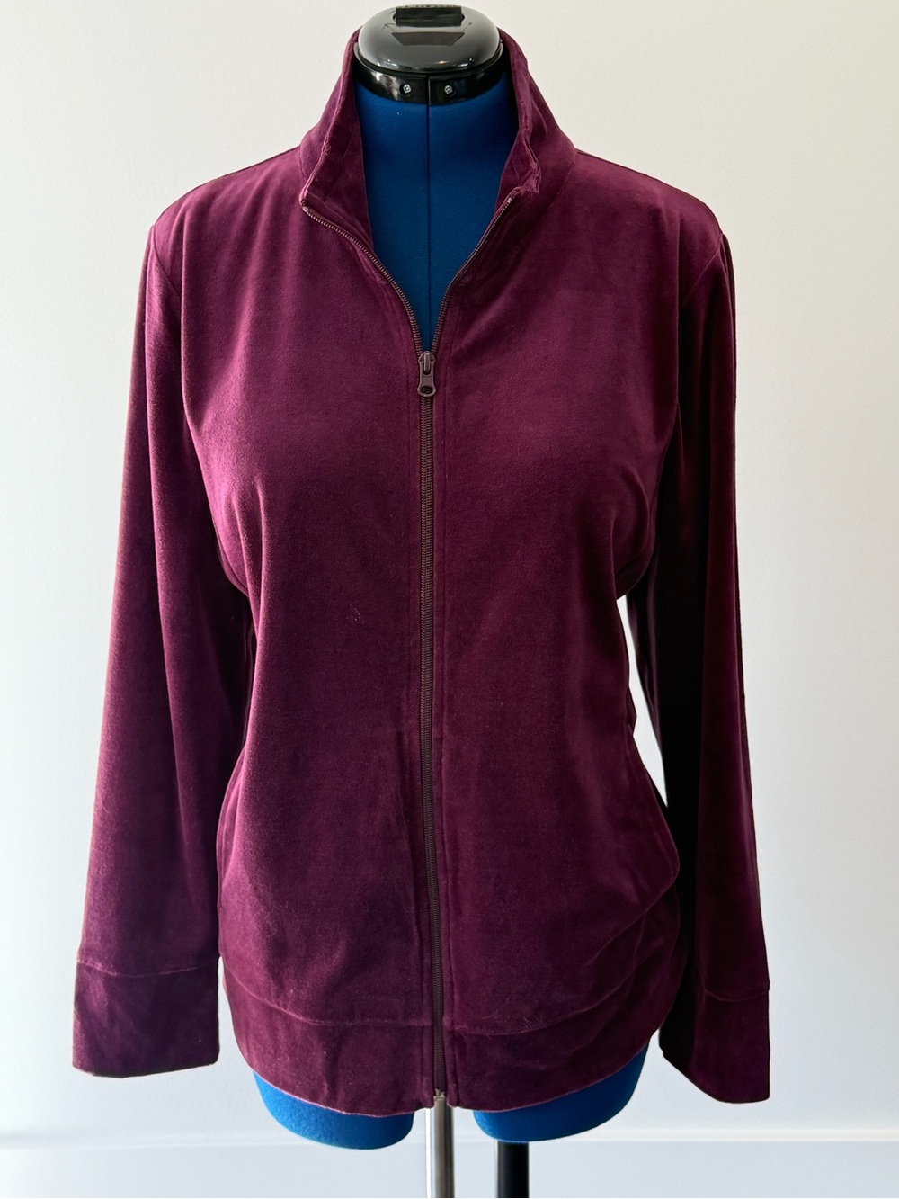 Talbots Plum Velvet Zip-Front Jacket